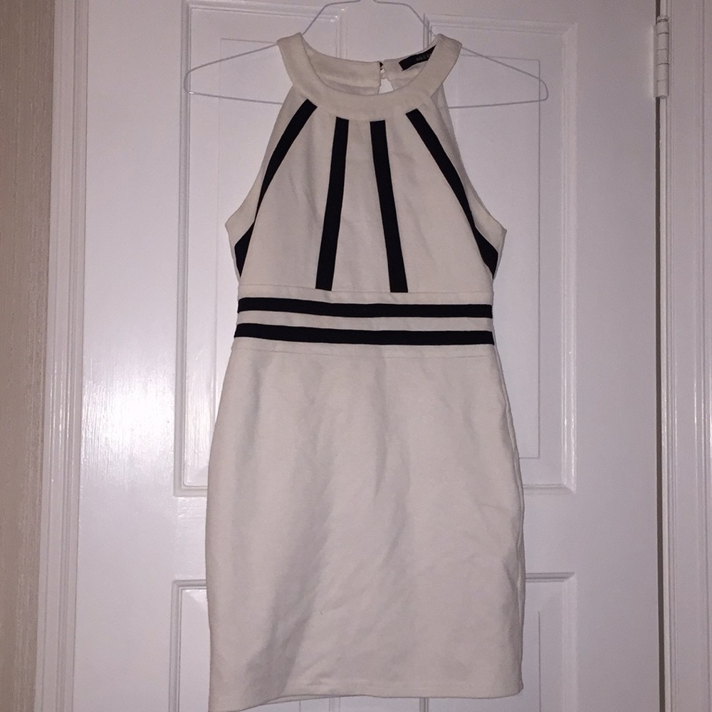 Black and white halter dress mini dress